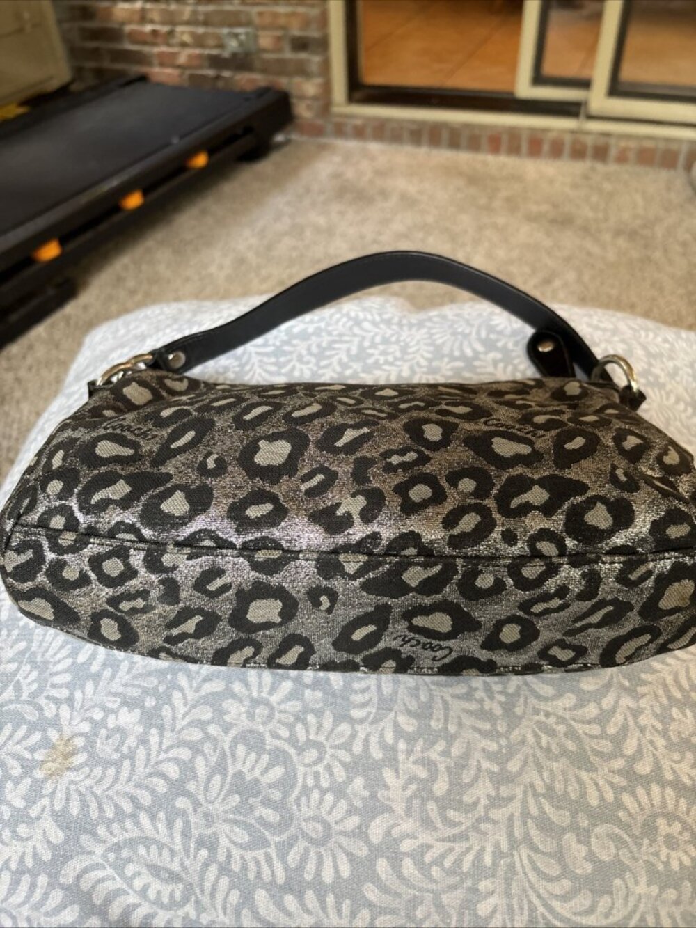 Coach Silver And Black Leapord Print Metallic Shoulder Bag Y2K Vibes - Picture 9 of 12